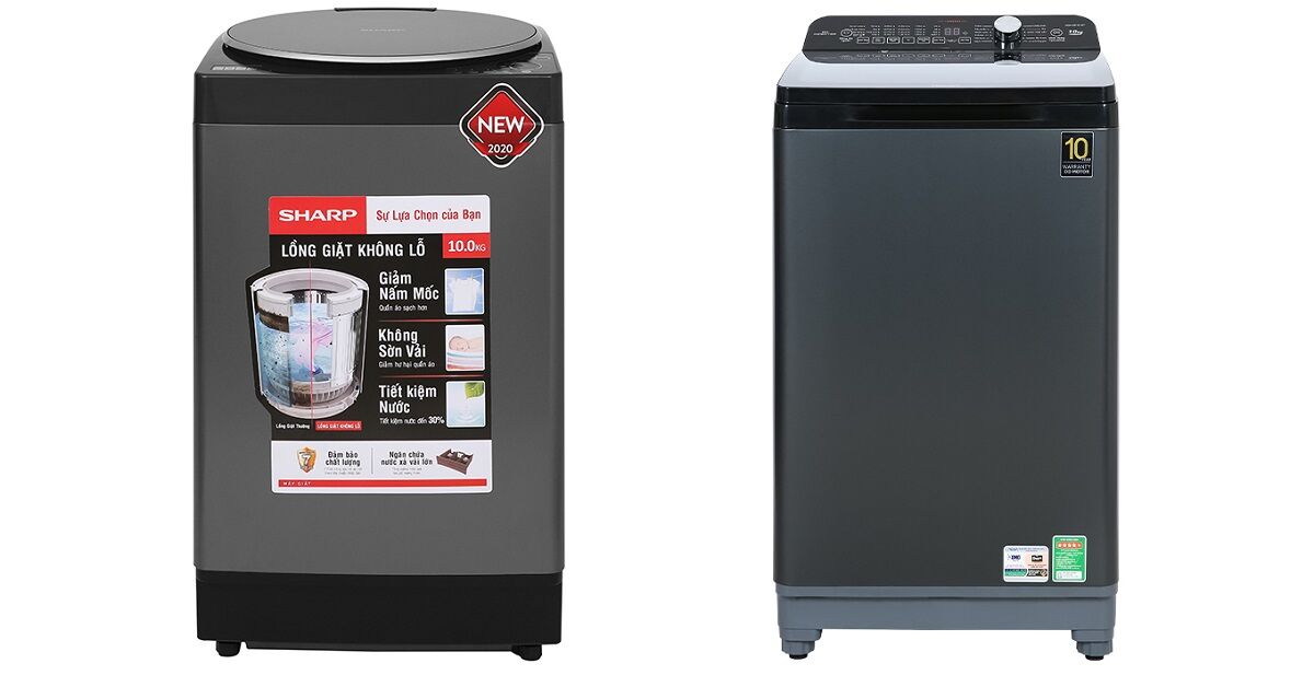 So sánh máy giặt cửa trên 10kg Aqua AQW-DR101GT.BK và Sharp ES-W100PV-H