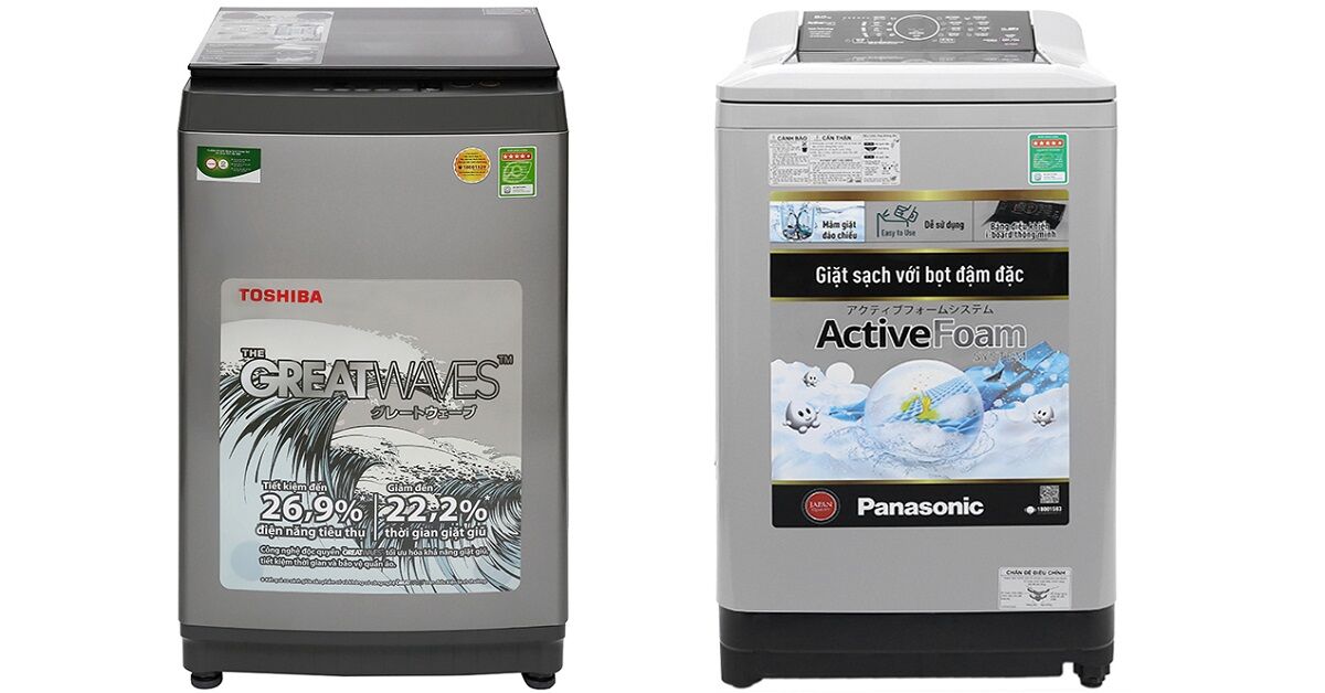 So sánh máy giặt Panasonic 9 kg NA-F90A4GRV và Toshiba 8Kg K905DV(SG)