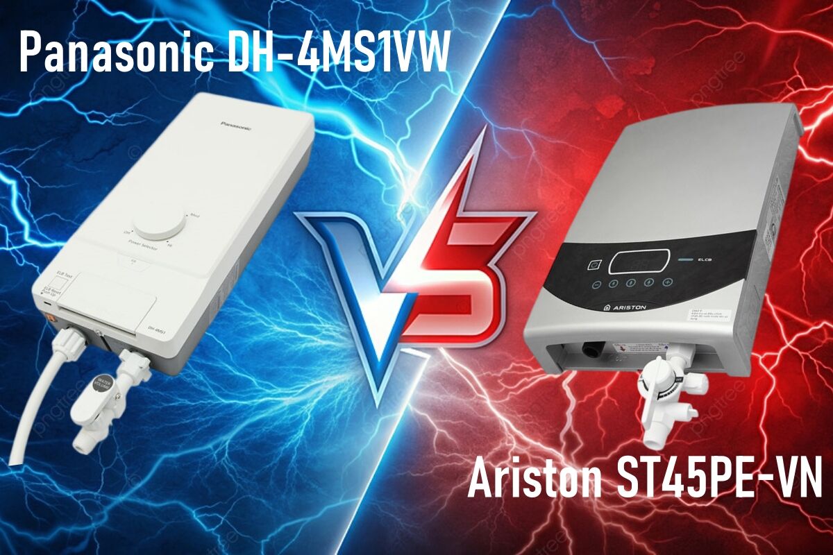 So sánh máy nước nóng trực tiếp Panasonic DH-4MS1VW và Ariston ST45PE-VN