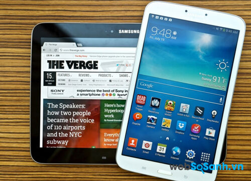 So sánh máy tính bảng Sony Xperia Z3 Compact và Samsung Galaxy Tab 3 8.0