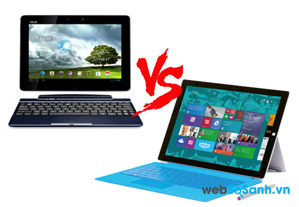So sánh máy tính bảng Transformer Pad TF300 và Surface Pro 3