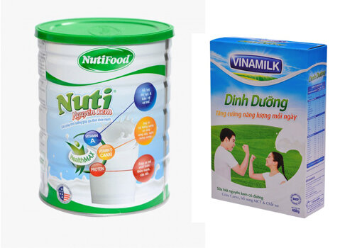 So sánh sữa bột nguyên kem Nuti và Vinamilk Dinh Dưỡng