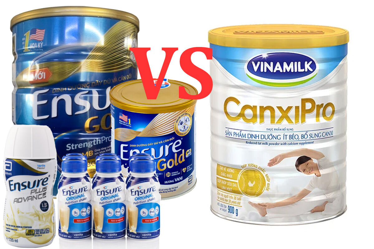 So sánh sữa Ensure của Abbott và Canxi Pro của Vinamilk cho những người già