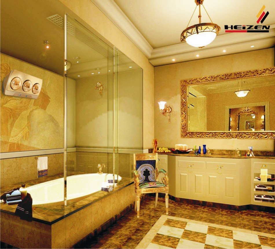 Đèn sưởi nhà tắm 3 bóng vàng Kottmann K3B-H phù hợp với những phòng tắm có diện tích từ 2m đến 6m2