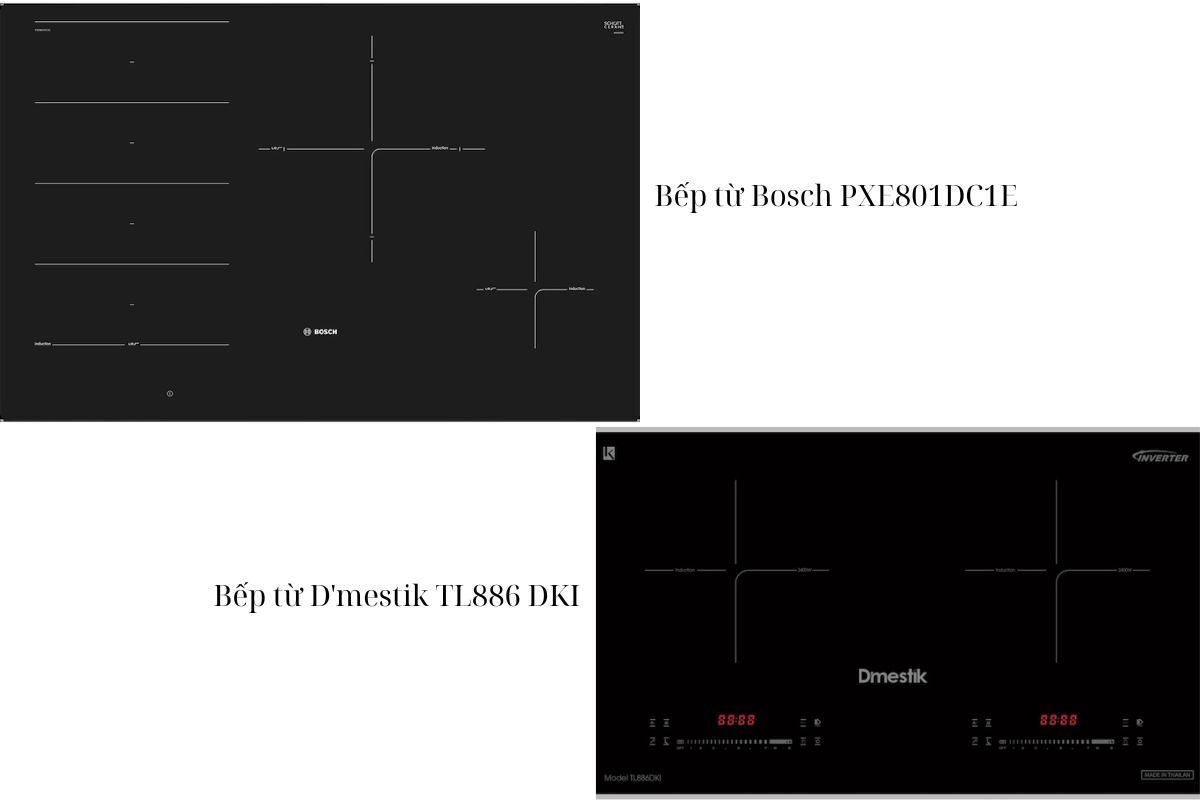 Sự khác nhau của bếp từ Bosch PXE801DC1E và D'mestik TL886 DKI