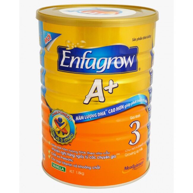 Sữa bột Enfagrow A+ 3 1800g giai đoạn mọc răng không còn lo trẻ biếng ăn.