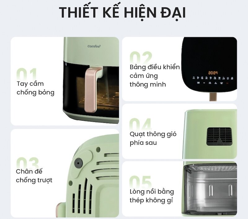 Nồi chiên không dầu Comfee CAD-75PG00A0 tiệc tùng thả ga, không lo thiếu cỗ!
