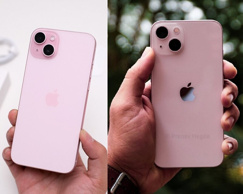 iphone 15 plus màu hồng vs iphone 13 màu hồng