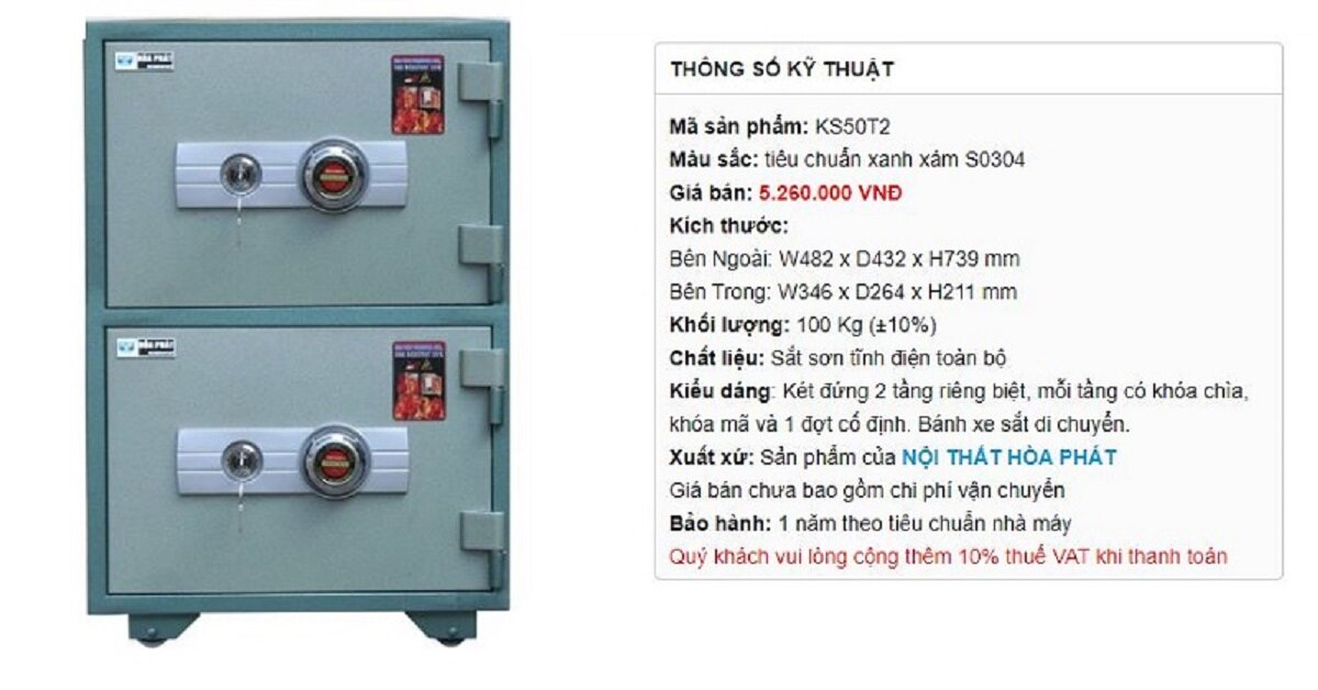 Tại sao két sắt 2 tầng Hòa Phát được nhiều người lựa chọn?