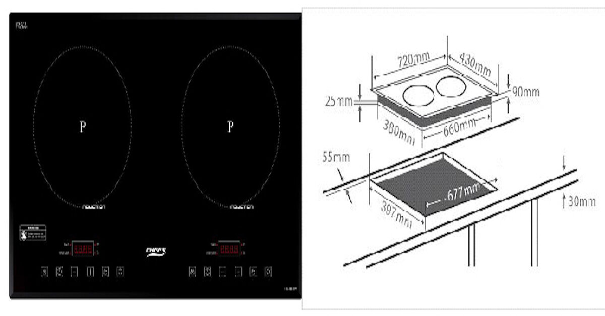 Tham khảo kích thước bếp từ âm đôi của 3 mẫu bếp từ bán chạy hiện nay