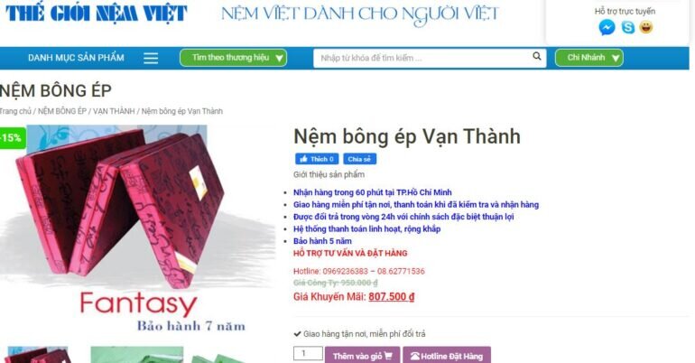 Nệm bông ép Vạn Thành - Thế giới Nệm Việt 