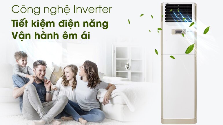 Điều hòa cây LG sử dụng công nghệ Inverter giúp tiết kiệm điện năng đến 40%