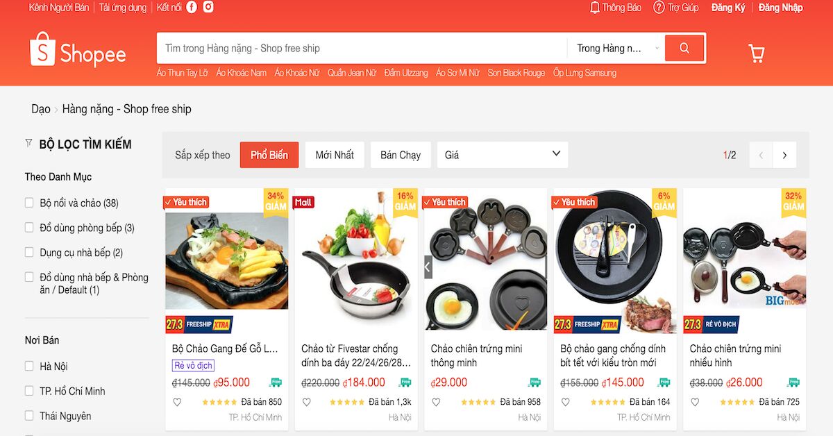 Tổng hợp chương trình khuyến mãi chảo lớn nhất ở trên Shopee