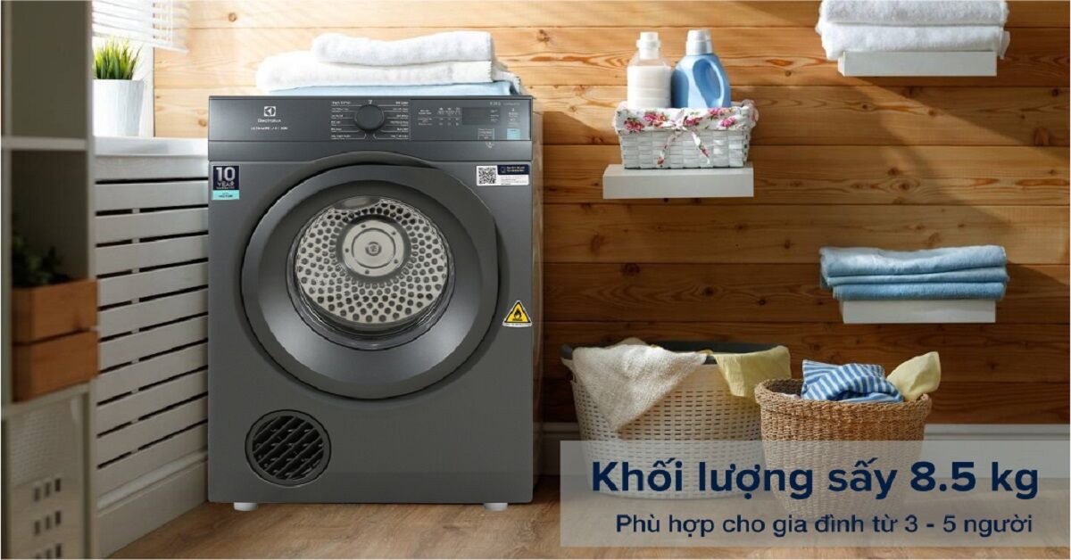 Top 3 máy sấy thông hơi Electrolux 8,5kg giá trên 10 triệu đồng