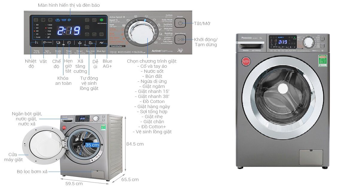 Top 4 máy giặt Panasonic 9kg giá mềm chỉ từ 6 triệu đồng cho gia đình có từ 4-6 thành viên