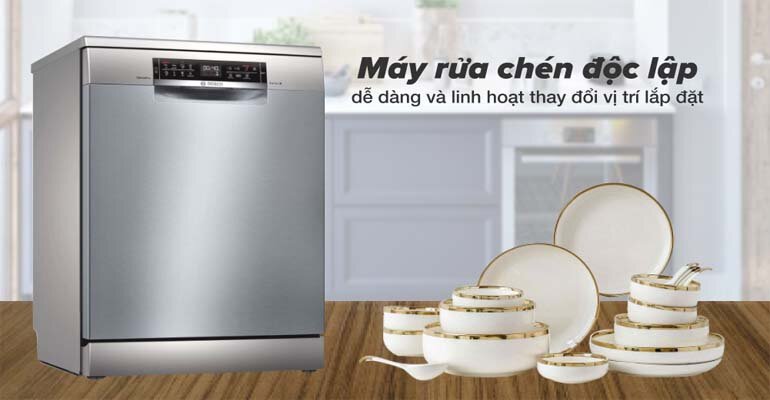 Máy rửa bát Bosch SMS6ECI93E có thể lắp đặt âm tủ hoặc độc lập Máy rửa bát Bosch SMS6ECI93E