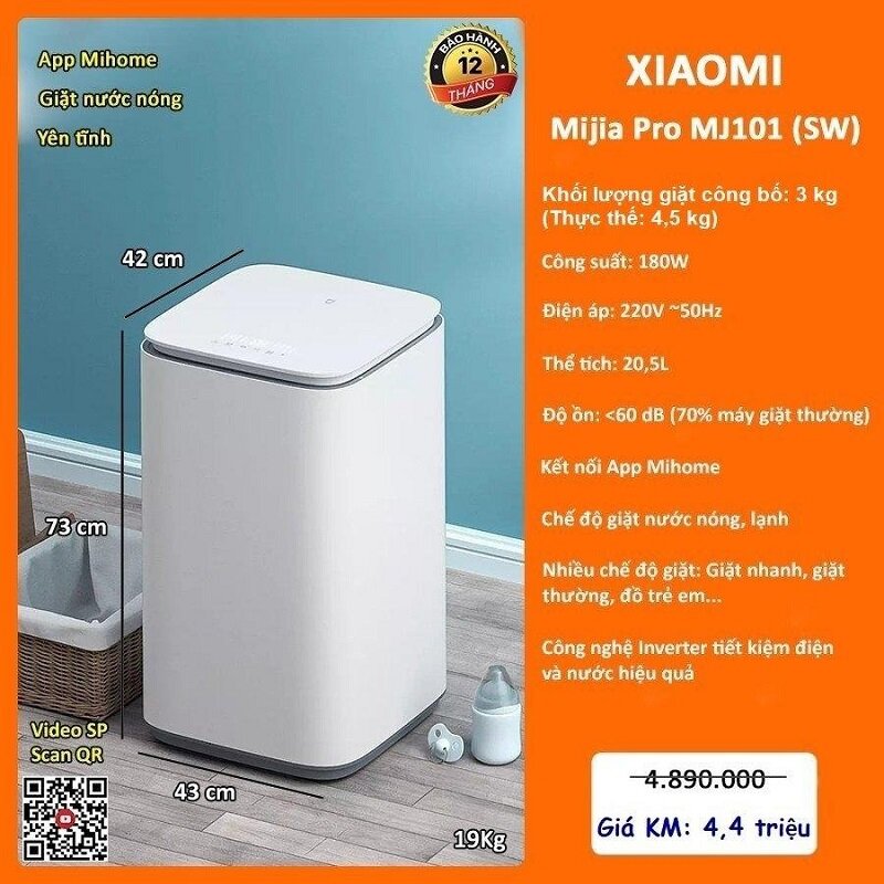 TOP 9 máy giặt mini Xiaomi giá rẻ, có kèm cả tính năng sấy rất đáng mua năm 2025
