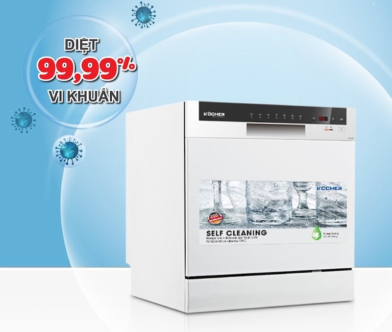 Máy rửa bát Kocher KDEU8838 tối ưu diện tích, tối đa tiện nghi