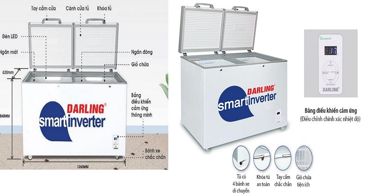 Tủ đông Darling DMF-3699WSI-2 và Darling DMF-3699WSI-4 giống và khác nhau như thế nào?