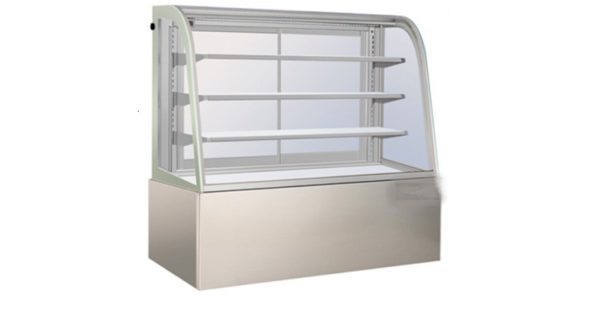 Tủ trưng bày bánh kính cong Berjaya CCS-09SS-3 kích thước lớn nhưng rất tiết kiệm điện