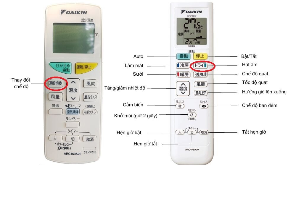 chế độ hút ẩm điều hòa daikin nội địa nhật