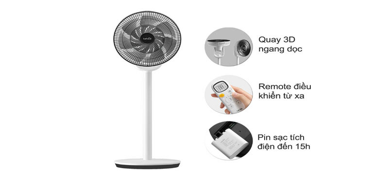 Xiaomi Keheal F4 có thể điều khiển từ bảng điều khiển hoặc remote vô cùng tiện lợi quạt tích điện Xiaomi Keheal F4