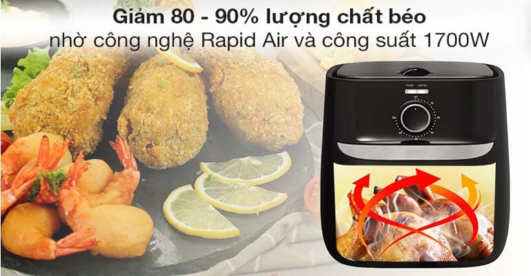 Nồi chiên không dầu Kangaroo KG6AF1 tích hợp công nghệ Rapid Air Nồi chiên không dầu Kangaroo KG6AF1