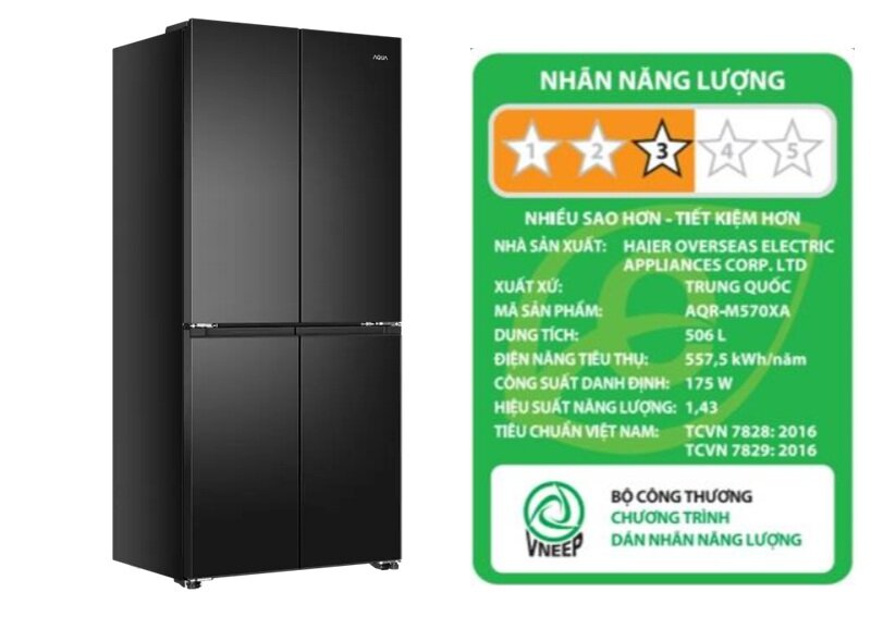 Tủ lạnh Aqua inverter AQR-M570XA(FS) tiết kiệm điện