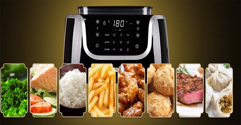 Kalpen X7 sở hữu tới 9 chế độ nấu được cài đặt sẵn vô cùng tiện lợi Nồi chiên không dầu hơi nước Kalpen X7