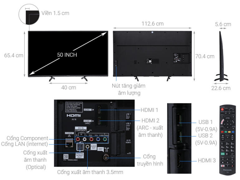 Smart Tivi Panasonic TH-50FS500V tích hợp nhiều tiện ích 