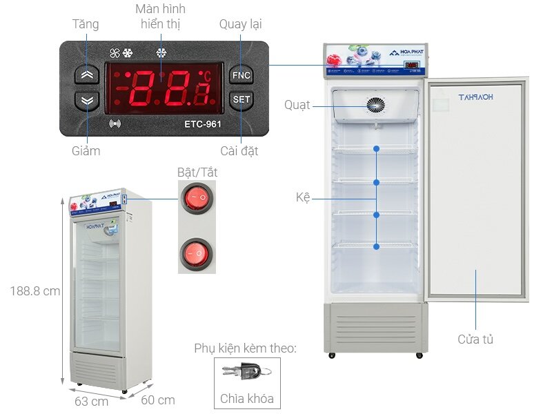 Đánh giá chi tiết về tủ mát Hòa Phát 1 cánh 280 lít HSR D6280