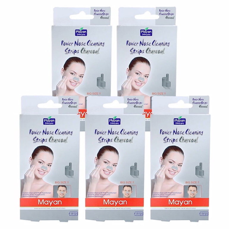 Miếng dán lột mụn đầu đen than hoạt tính Mayan Powder Nose Cleaning 4Strips.