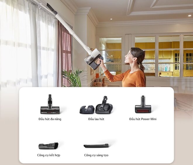 Đánh bay mọi vết bẩn chỉ trong nháy mắt với máy hút bụi LG CordZero A9T-ULTRA