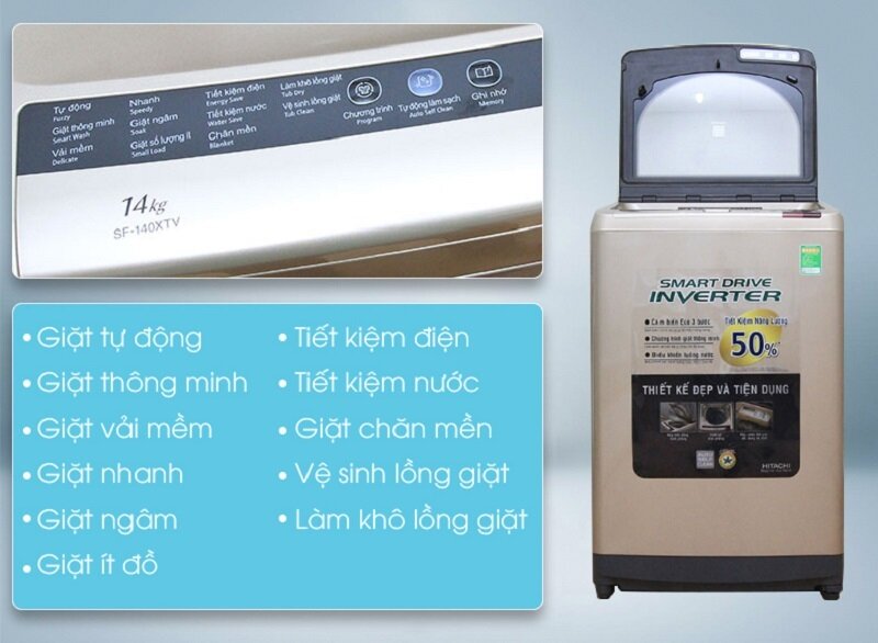Top 3 máy giặt Hitachi 14 kg chất lượng tốt đáng mua năm 2025