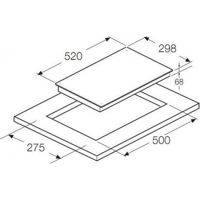 Kích thước của bếp hồng ngoại âm 2 vùng nấu Hafele Dario HC-R302A