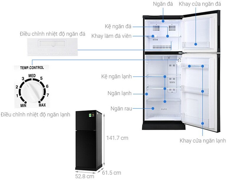 Tủ lạnh AQUA Inverter 186 lít AQR-T219FA(PB)