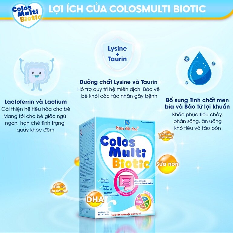 Sữa Colosmulti Biotic tốt cho trẻ gặp các vấn đề về tiêu hóa