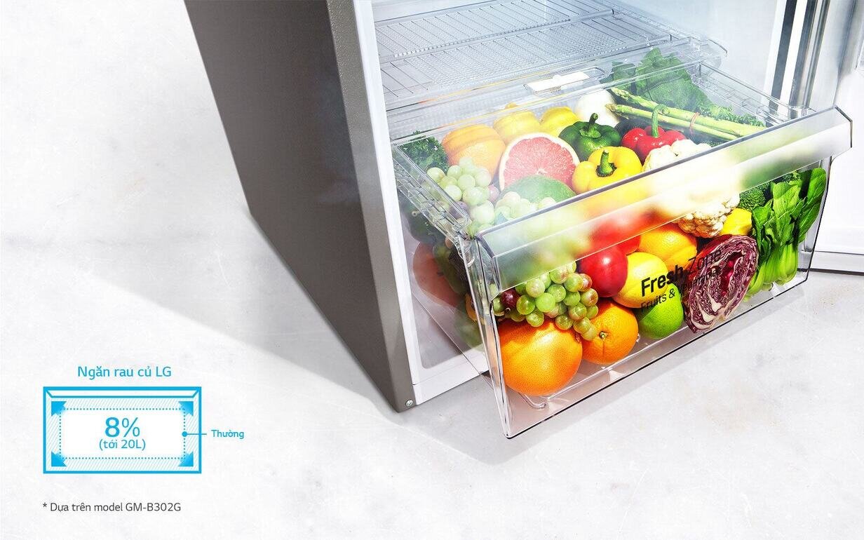 Tủ lạnh LG Inverter 613 lít GR-B247JDS có ngăn rau quả rộng lớn cung cấp độ ẩm tốt