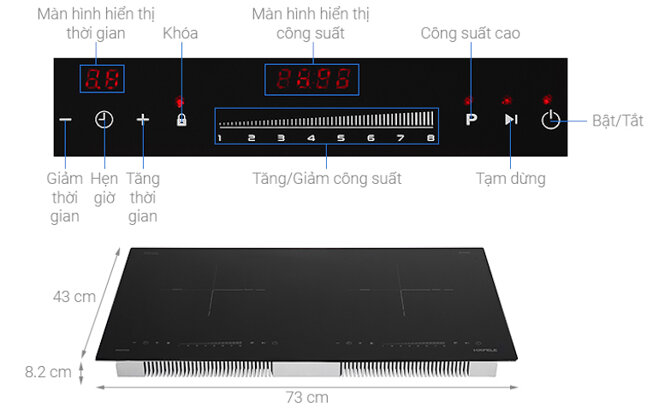 Bếp từ Hafele hc-i2732a sử dụng bảng điều khiển điện tử với hiển thị led đỏ