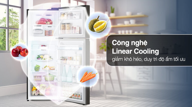 Tủ lạnh LG GV-B242PS được trang bị công nghệ Linear Cooling giúp bảo quản thực phẩm luôn tươi 