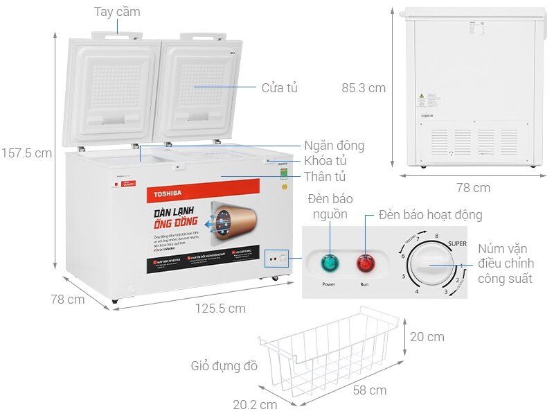 Thiết kế tủ đông Toshiba Inverter 362 lít GR-RC470CM-PMV(01)