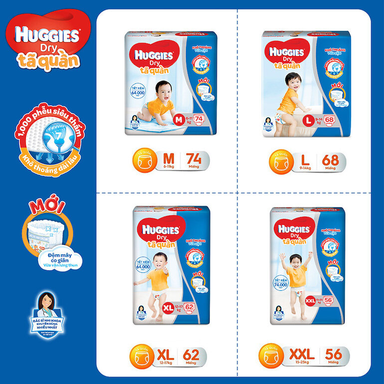 Tất cả các sản phẩm tã bỉm Huggies đều rất dễ sử dụng