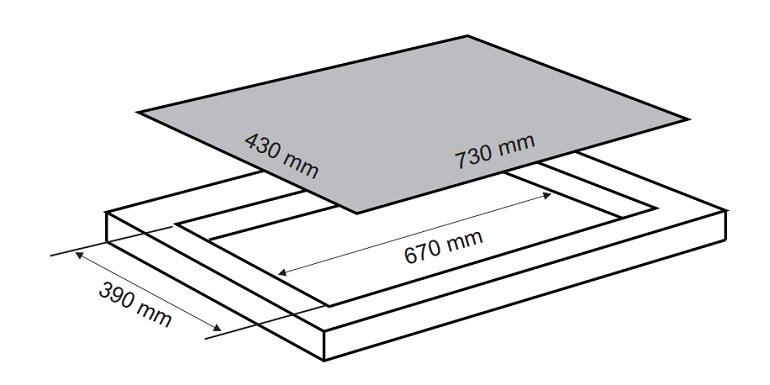 Kích thước của bếp từ âm 2 vùng nấu Batani EG-02P5