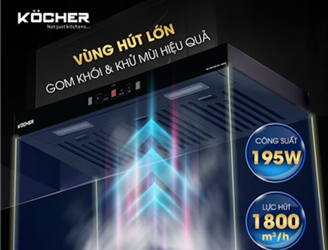 Máy hút mùi âm tủ Kocher Turbo X-350D giúp căn bếp sạch sẽ và an toàn