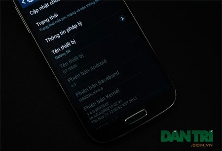Galaxy S4 phiên bản Black Edition đang sử dụng Android phiên bản 4.3.