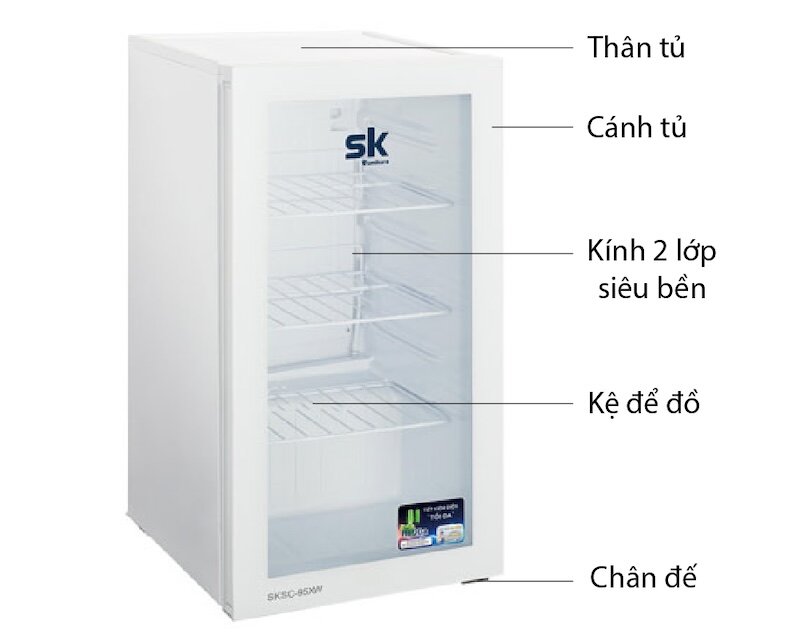 Tủ mát Sumikura 1 cánh 95 lít SKSC-95XW phù hợp cho không gian hẹp