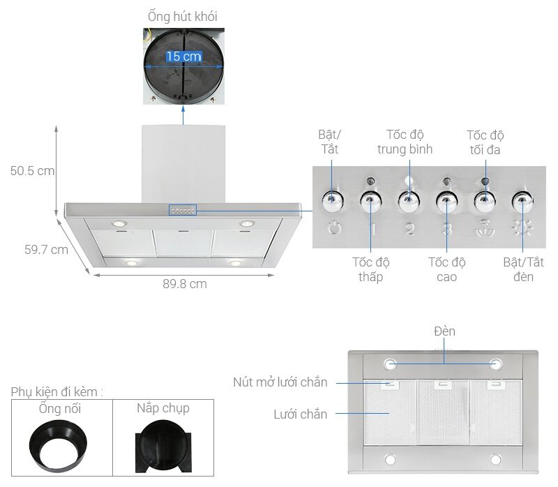 Máy hút mùi Smeg KI90XE 536.84.628 đón đầu xu hướng bếp hiện đại