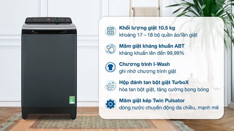 So sánh máy giặt Aqua 10.5 Kg AQW-FR105JT.BK và LG T2310VS2B cùng phân khúc dưới 7 triệu
