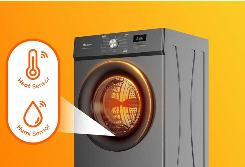 Máy sấy quần áo Casper TD-E82VG1 gây ấn tượng nhờ trang bị hiện đại, giá lại 