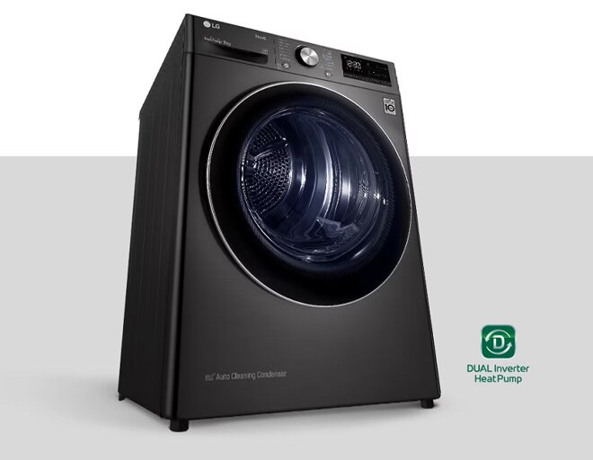 Máy sấy quần áo LG mới 2024 - máy sấy bơm nhiệt LG 10.5kg màu đen DVHP50M